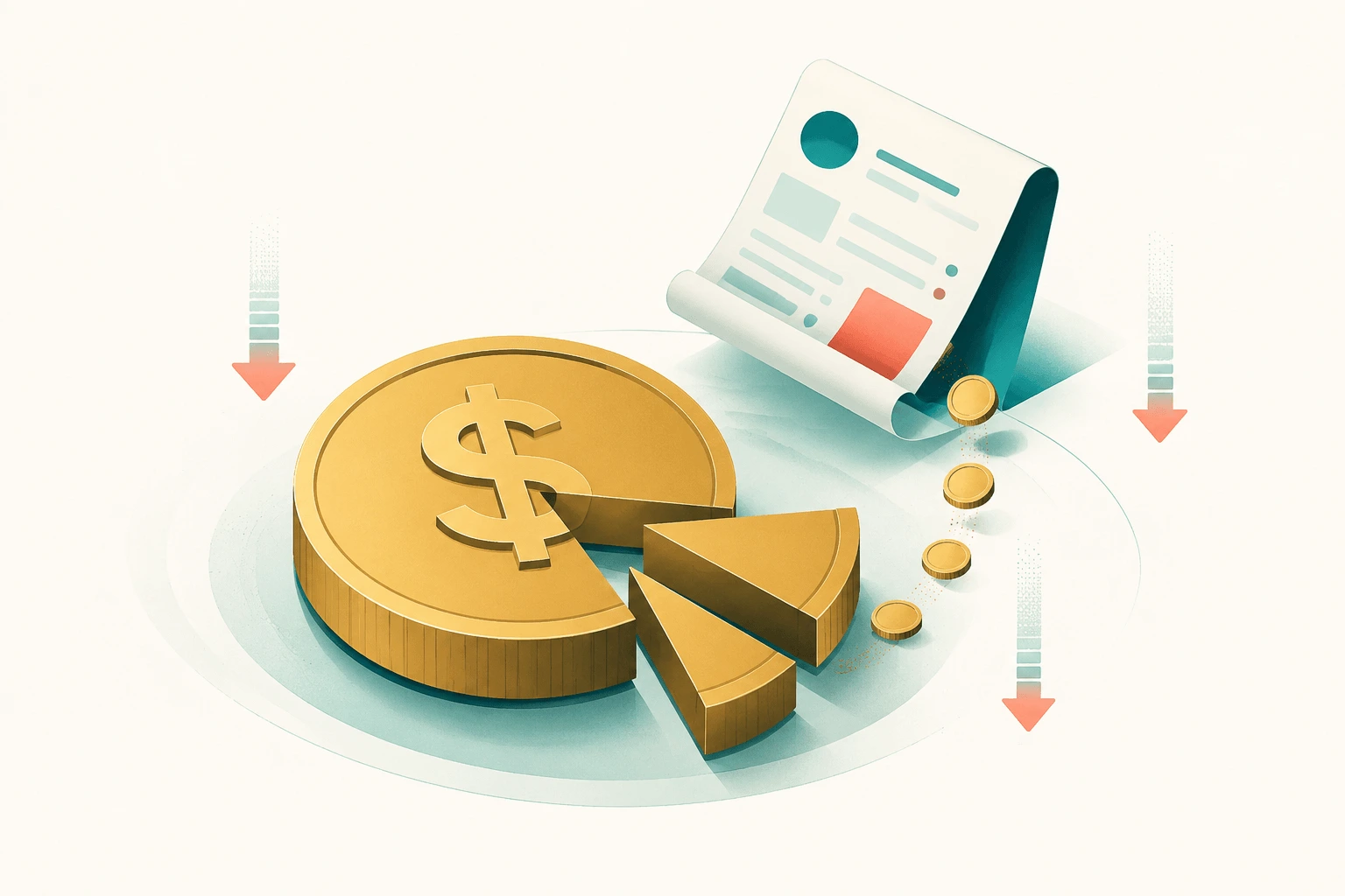 Illustration of a dollar coin with wedge slices removed, showing the hidden fees that shrink international payments