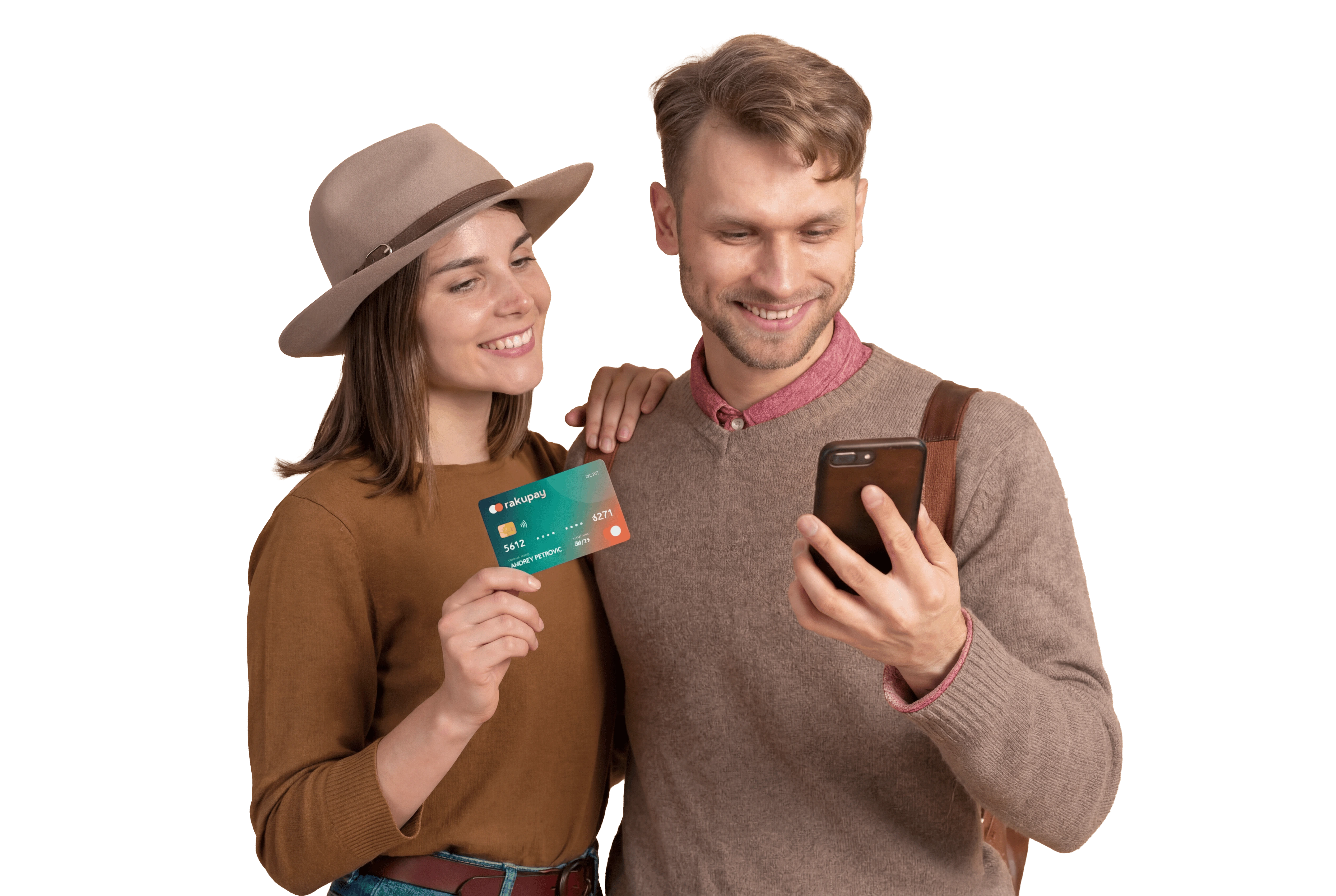 Couple paying with the Rakupay card